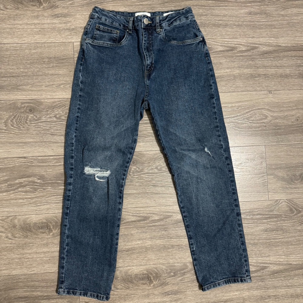 Cotton‎ On Womens Stretch Straight Leg Distressed High Rise Blue Jeans Size 6 US